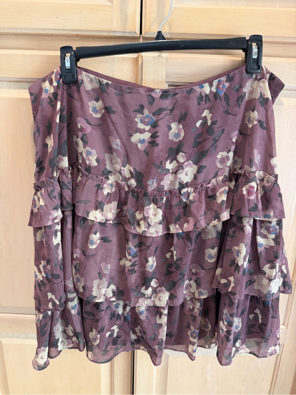 Ralph Lauren Dusty Mauve Floral Tiered Mini Skirt